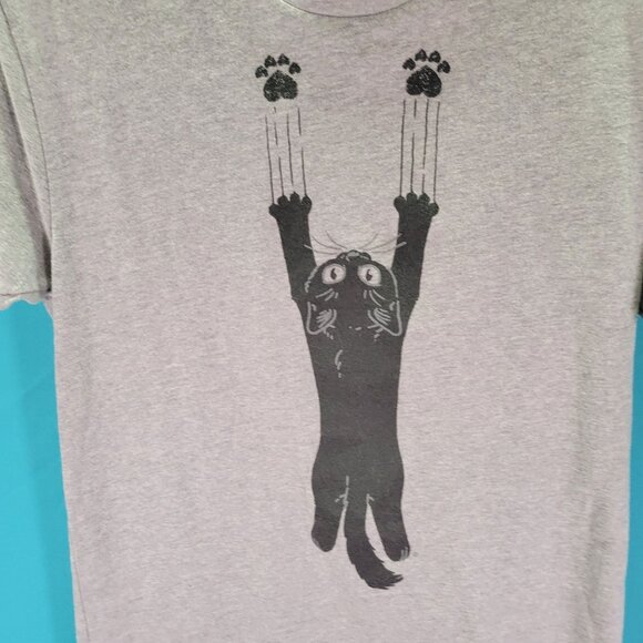 Paw Addict Grey Cat Scratch Graphic T-Shirt S - Picture 3 of 9